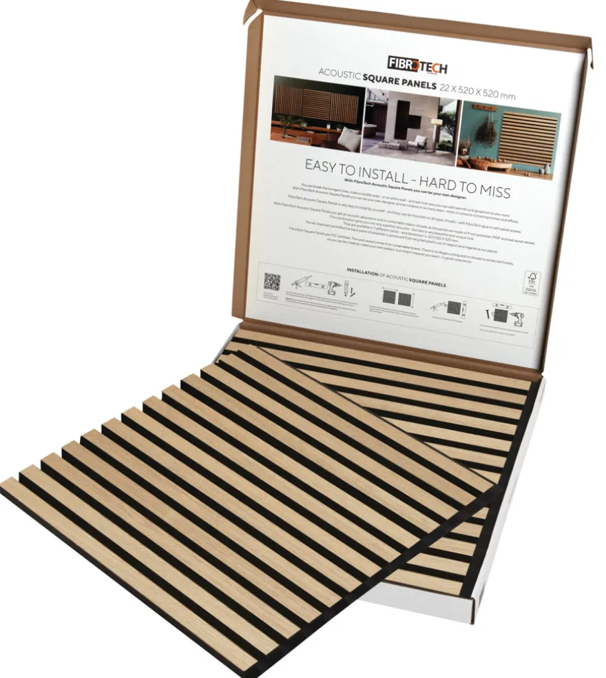 Akustikpanel Square ash 22 × 520 × 520 mm 2-pk.
