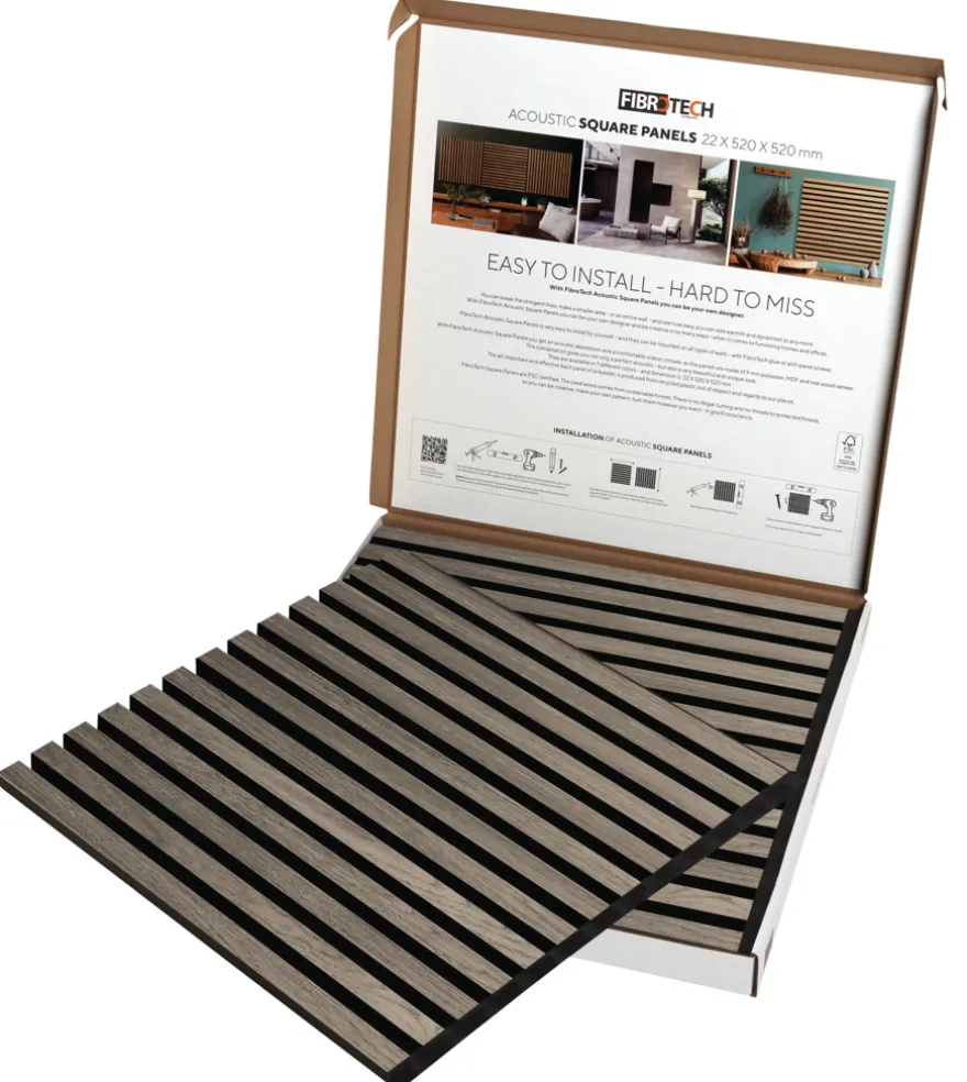 Akustikpanel Square grey oak 22 × 520 × 520 mm 2-pk.