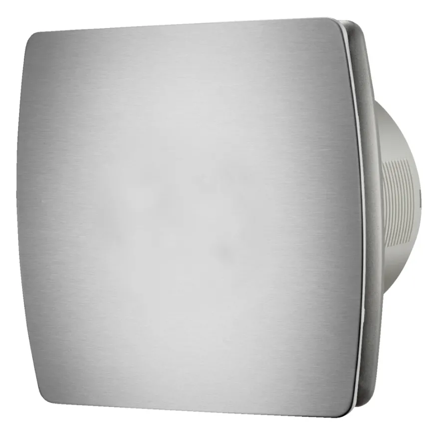 Badrumsventilator stål m/hygrostat og timer - GRAD