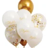 Ballonbuket 8 stk. 30 cm guld/hvid
