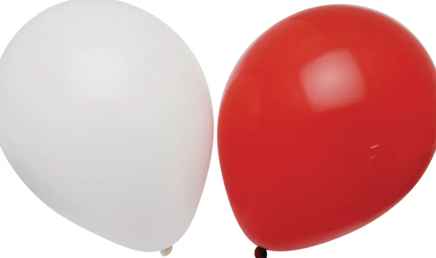 Balloner 23 cm 12 stk. rød/hvid