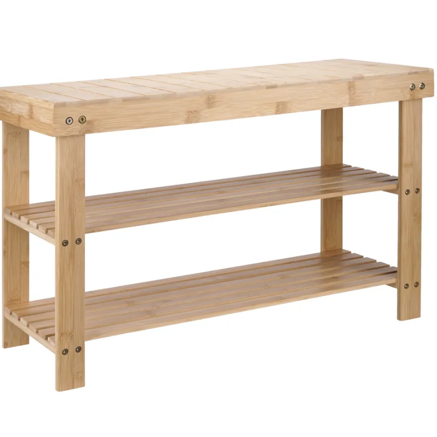 Bambusbænk m/2 hylder 70 x 25 x 45 cm