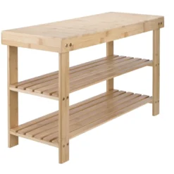 Bambusbænk m/2 hylder 70 x 25 x 45 cm