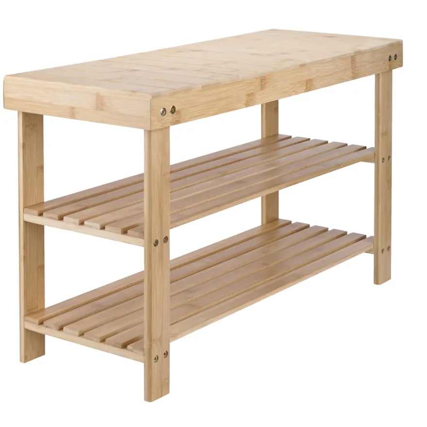 Bambusbænk m/2 hylder 70 x 25 x 45 cm