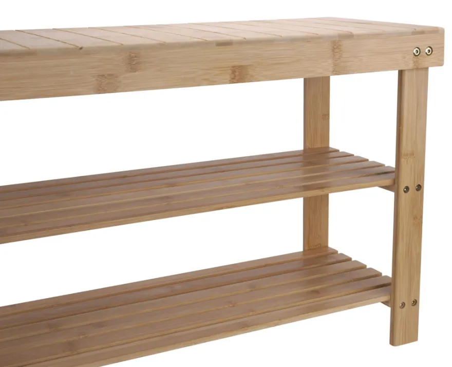 Bambusbænk m/2 hylder 70 x 25 x 45 cm