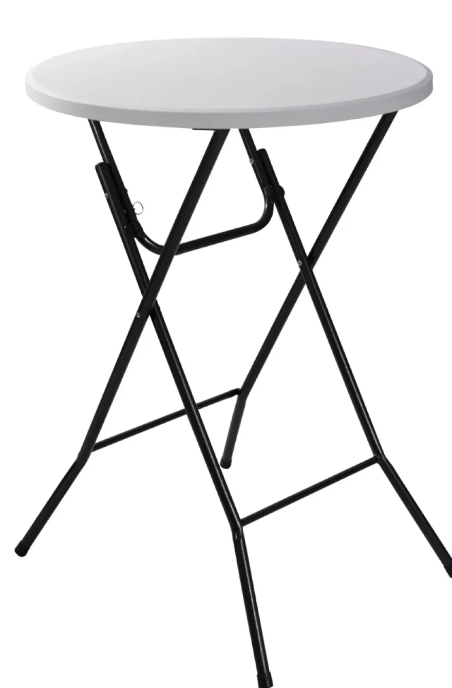 Barbord foldbart hvid/sort Ø80 x 110 cm