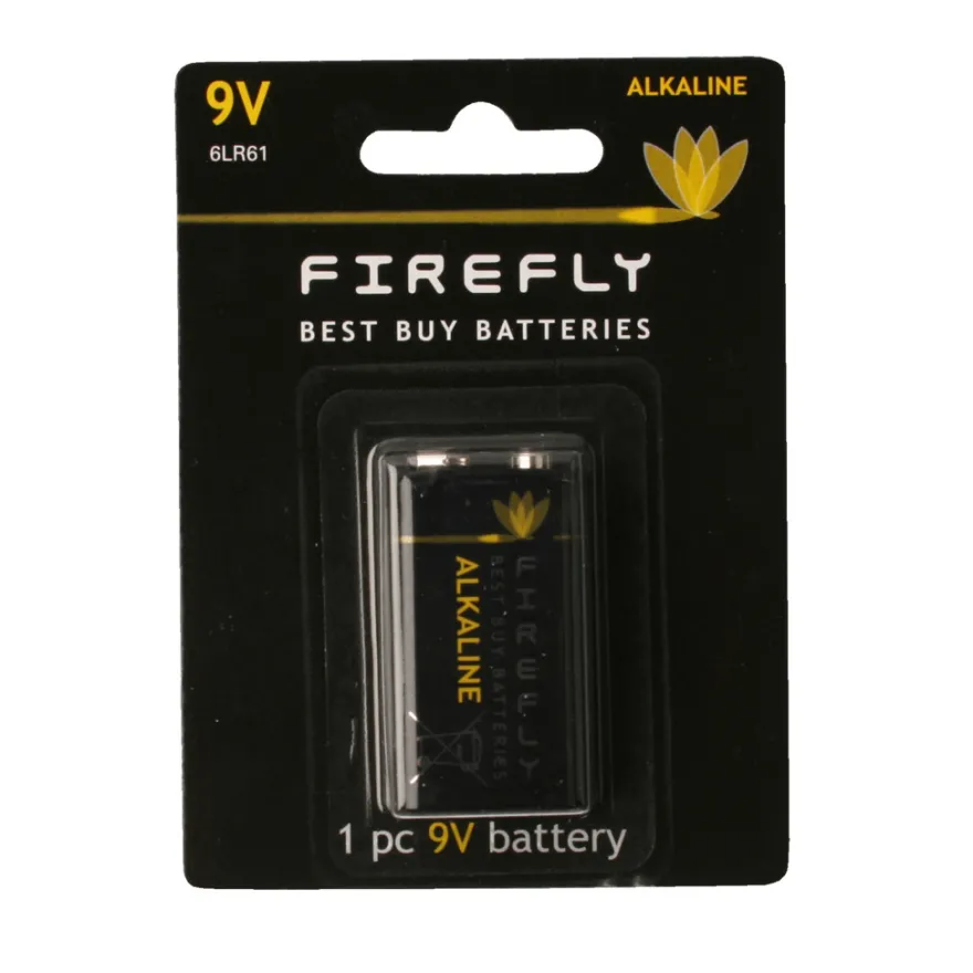 Batteri alkaline 9 V 6LR61 1 stk. - Firefly