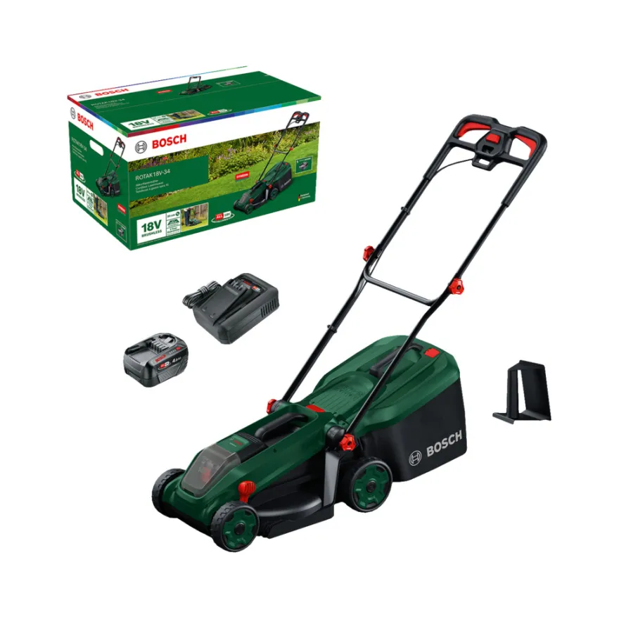 Bosch Akku Rotak 3-i-1-plæneklipper 18 V 5,0 Ah