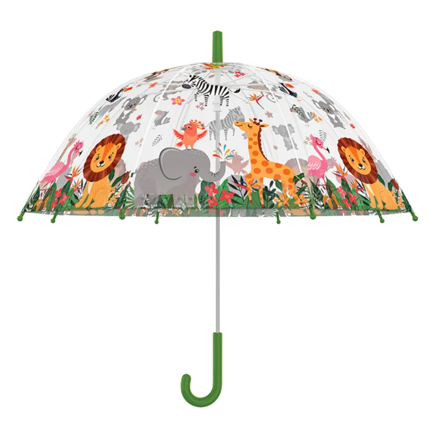 Børneparaply med junglemotiv
