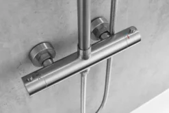 Brusesæt m/termostat Ø250 mm børstet stål