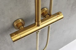 Brusesæt m/termostat Ø250 mm messingfinish