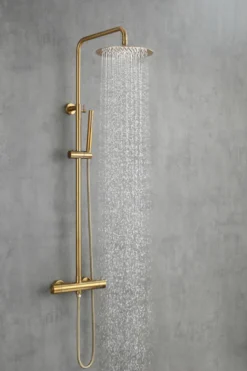 Brusesæt m/termostat Ø250 mm messingfinish