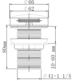 Bundventil pop-up Ø66 × 80 mm gunmetal
