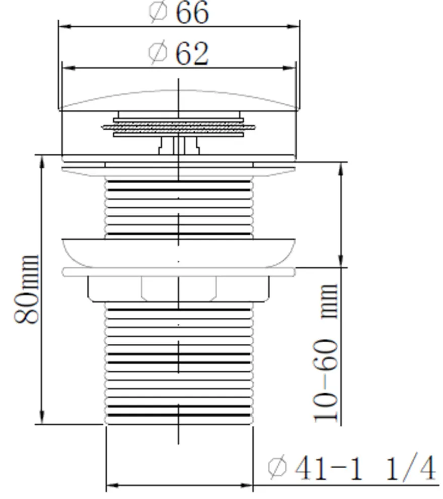 Bundventil pop-up Ø66 × 80 mm kobberfinish