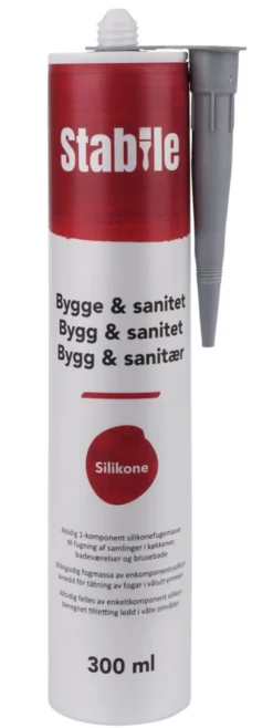 Bygge & Sanitet silikonefugemasse grå 300 ml - Stabile®