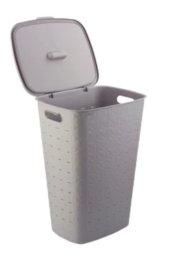 Curver vasketøjskurv med låg 56 liter taupe