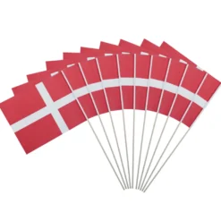 Dannebrog på bambuspind 10 stk.