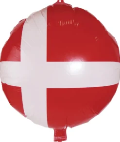 Dannebrogsflag folieballon Ø 45 cm