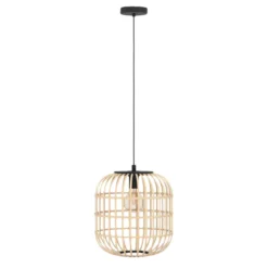 Eglo Bordesley pendel Ø35 cm bambus/sort