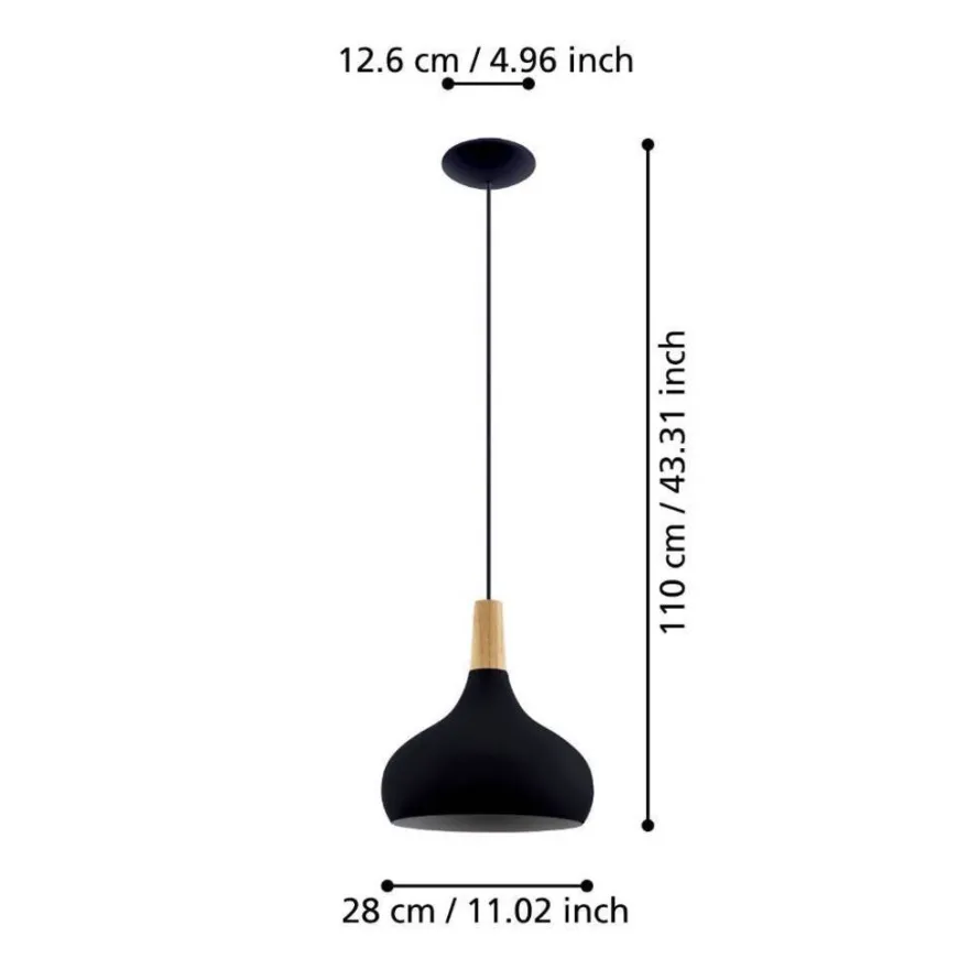 Eglo Sabinar pendel sort/brun Ø28 cm