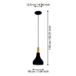 Eglo Sabinar pendel sort/brun Ø18 cm