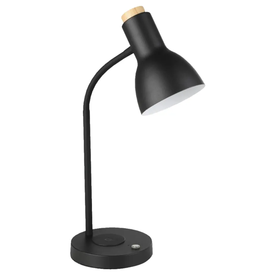 Eglo Veradal bordlampe m/Qi-oplader sort/træ