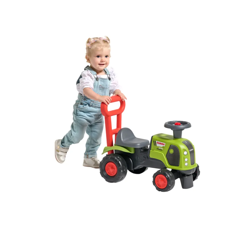 Falk Claas-traktor m/skubbehåndtag, rat og horn