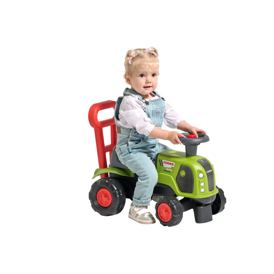 Falk Claas-traktor m/skubbehåndtag, rat og horn