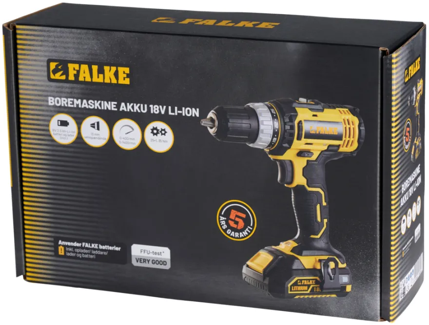 Falke® skrue-/boremaskine akku 18 V 2,0 Ah