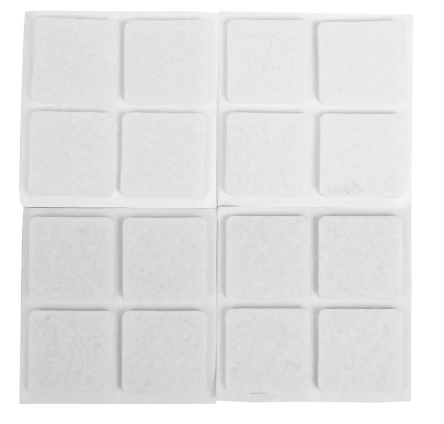 Filtpuder selvklæbende 25 x 25 mm hvid - 16 stk.