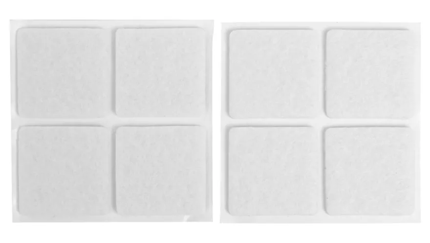 Filtpuder selvklæbende 30 x 30 mm hvid - 8 stk.