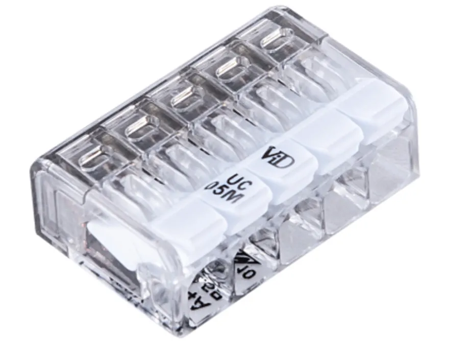 Fjedersamlemuffe med 5 poler 2,5 mm² - 8 stk.