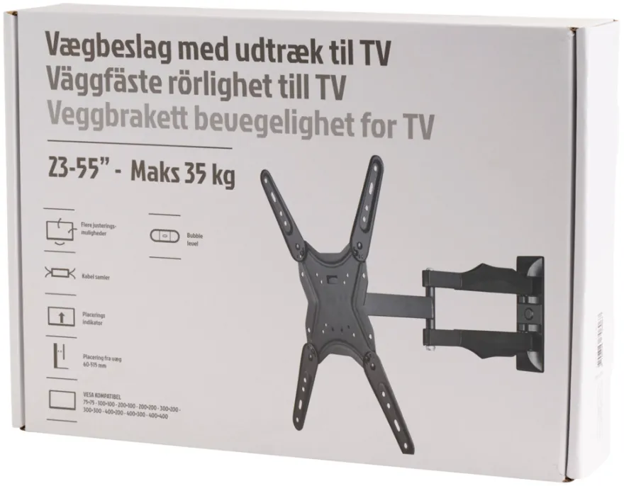 Fladskærmsbeslag med udtræk og kip 23-55"