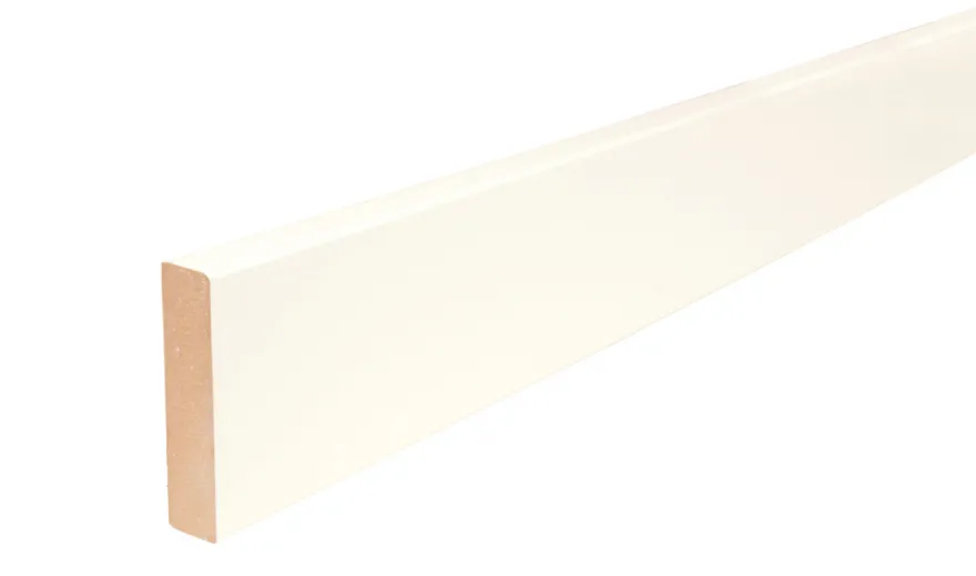 Fodliste glat i MDF hvid - 14 x 65 x 2780 mm