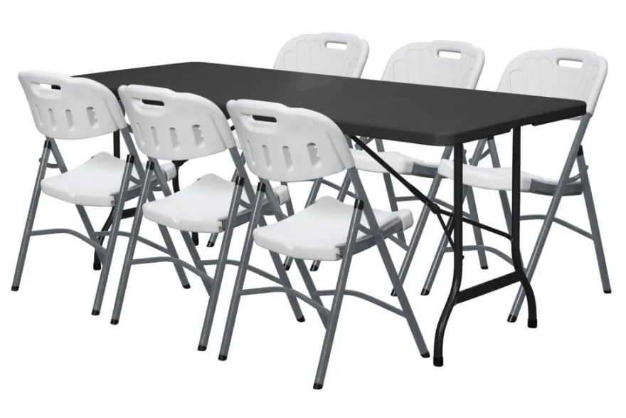 Foldebord metal/plast 180 x 75 cm sort