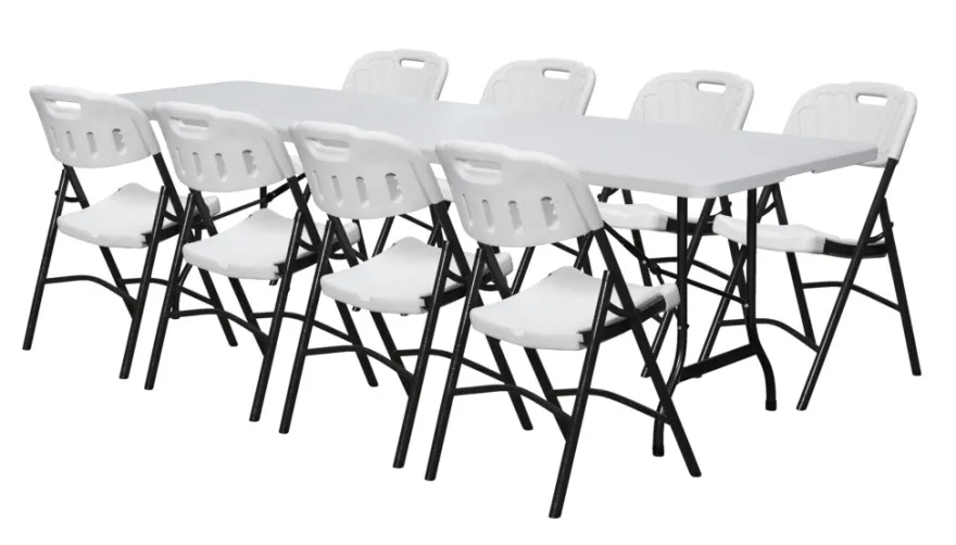 Foldebord stål/plast 240 x 70 cm hvid