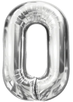 Folieballon nummer 0 H60 cm sølv