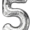 Folieballon nummer 5 H60 cm sølv