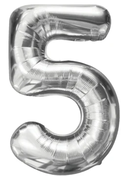 Folieballon nummer 5 H60 cm sølv
