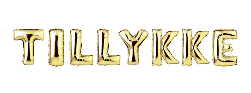 Folieballoner tillykke 35 cm guld