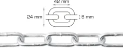 Galvaniseret kæde langleddet Ø6 mm x 2 meter