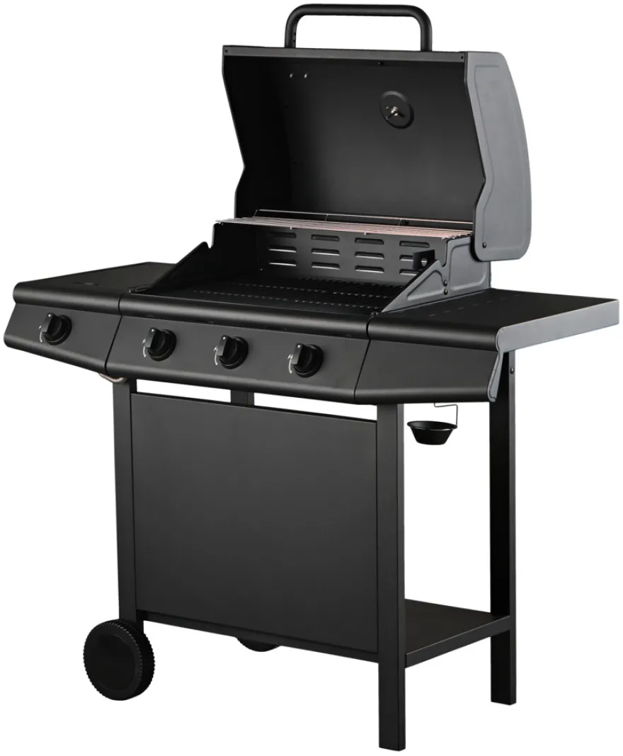 Gasgrill 3 brændere og sidebrænder sort - Grillexpert®