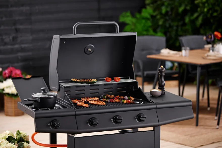 Gasgrill 3 brændere og sidebrænder sort - Grillexpert®