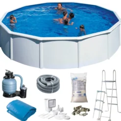 Gre poolpakke Ø550 cm 24944 liter hvid - Swim & Fun