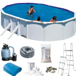 Gre poolpakke oval 25323 liter hvid - Swim & Fun