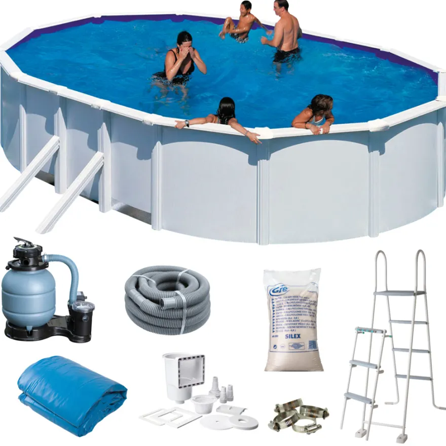 Gre poolpakke oval 14550 liter hvid - Swim & Fun