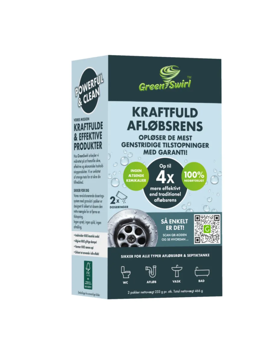 GreenSwirl afløbsrens 2 poser a 233 g