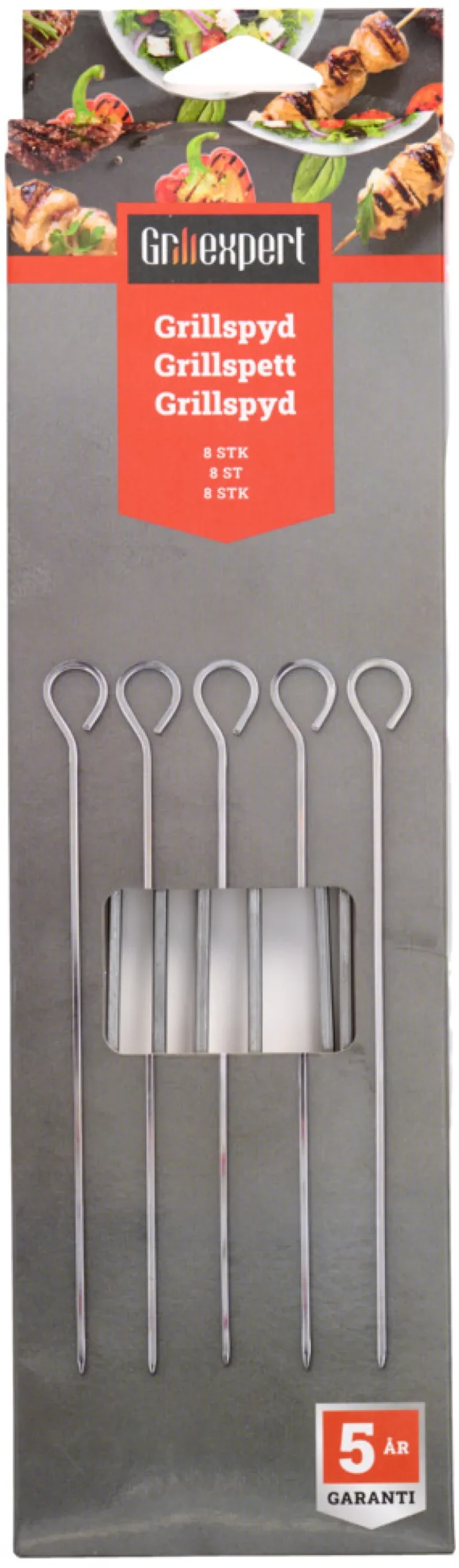 Grillspyd rustfrit stål 8 stk. - Grillexpert®