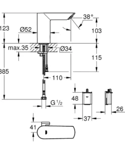 Grohe Bau Cosmo E håndvaskarmatur m/sensor