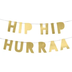 Guirlande i guld glitter med Hip Hip Hurra